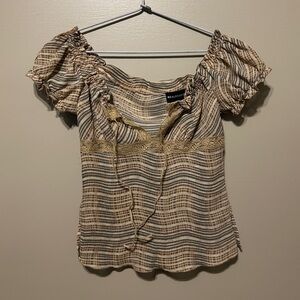 Marianne Beige and Brown Patterned Blouse